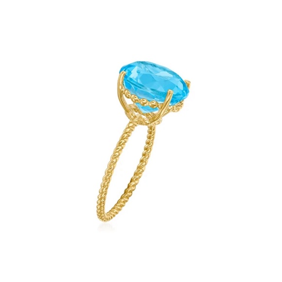 Fine Jewelry 8.5 Carat Blue Stone in Twisted Gold Minimalist Anillos Ring size 7 - Picture 4 of 4